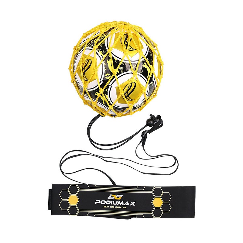PodiuMax Hands-Free Soccer Kick/Throw Trainer, New Ball Locked Net Design, Adjustable Waist Belt & Cord Suit for All Levels (Fits Ball Size 3, 4, 5) - Image 1